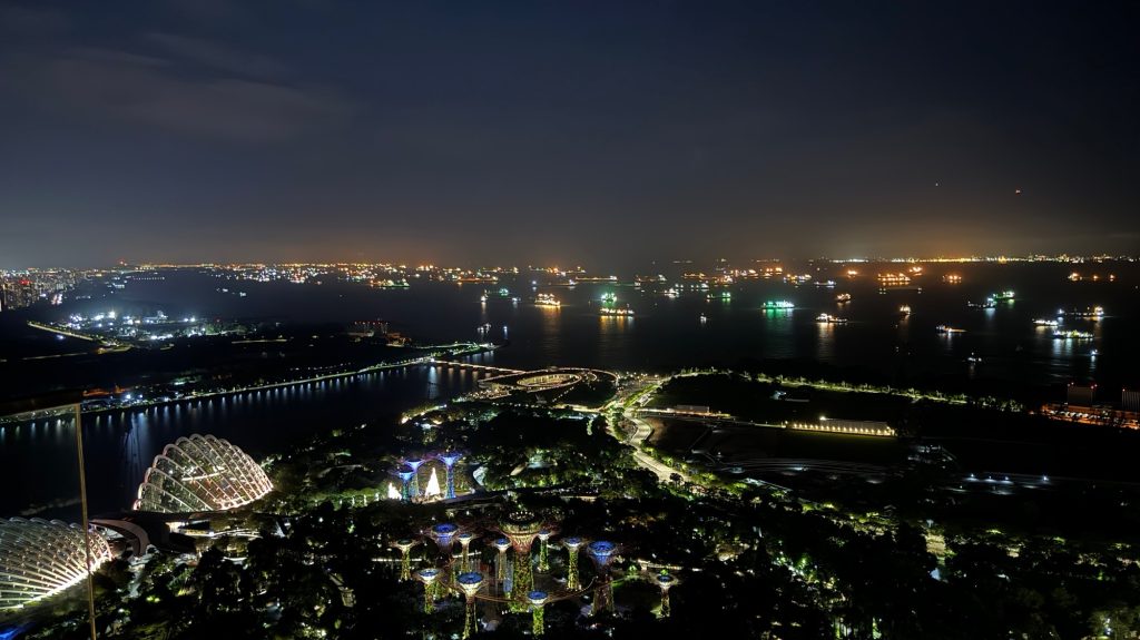 View of Singapore bay by night