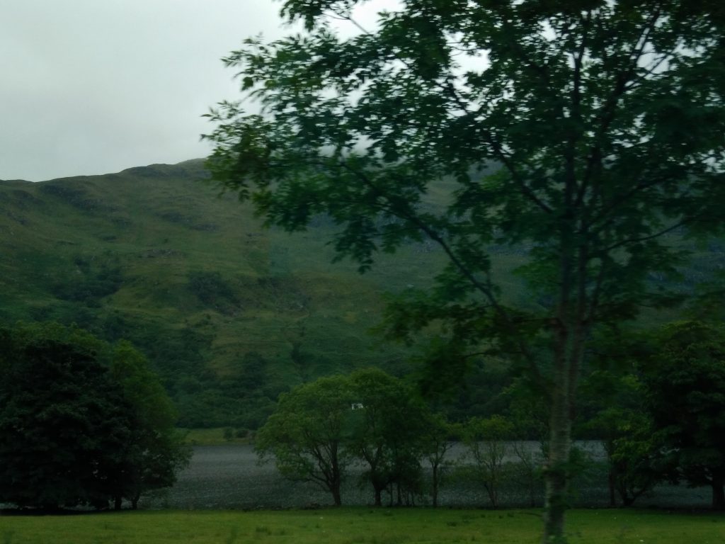 View  of the countryside from a hotel close to Scafell Pike, England.