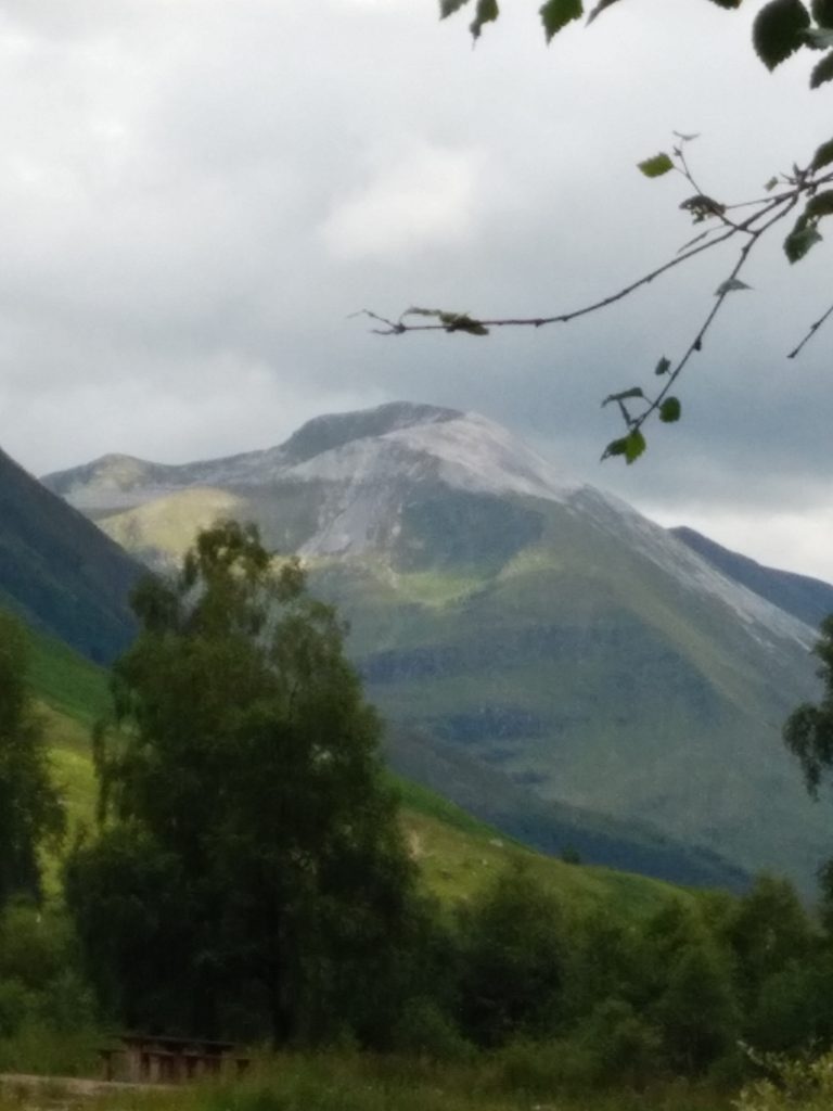 View of Ben Nevis, Scotland from the road leading towards the base camp of Ben Nevis.